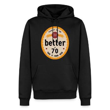 Mieux à 70 ans - Sweat à capuche Premium bio Homme - noir - Devant - Nico (187cm)