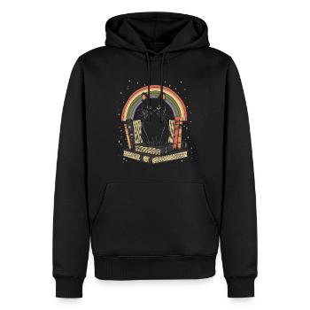 chat noir assis sur des livres - Sweat à capuche Premium bio Homme - noir - Devant - Nico (187cm)