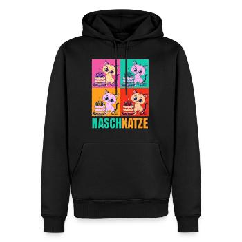 Gâteau pour chat dent sucrée Gâteau Snacking Pâtisserie Sucré - Sweat à capuche Premium bio Homme - noir - Devant - Nico (187cm)