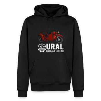 Oural Légende russe Dnepr URSS Moto - Sweat à capuche Premium bio Homme - noir - Devant - Nico (187cm)