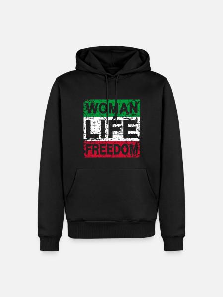 Femme Vie Liberté Iran Drapeau Lever avec la femme - Sweat à capuche Premium bio Homme - noir