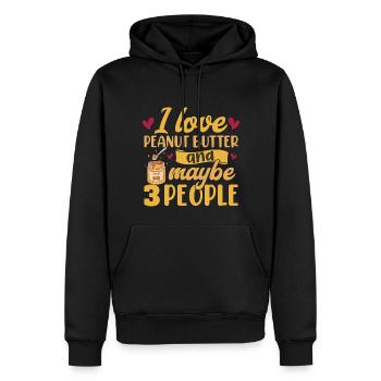 J’adore le beurre de cacahuète et peut-être 3 personnes - Sweat à capuche Premium bio Homme - noir - Devant - Nico (187cm)