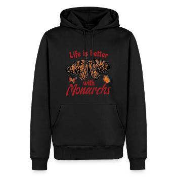 Das Leben ist besser mit Monarchen - Männer Premium Bio Hoodie - Schwarz - Vorne - Nico (187cm)