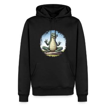 Yoga Krokodil - Männer Premium Bio Hoodie - Schwarz - Vorne - Nico (187cm)