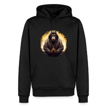 Yoga du singe - Sweat à capuche Premium bio Homme - noir - Devant - Nico (187cm)