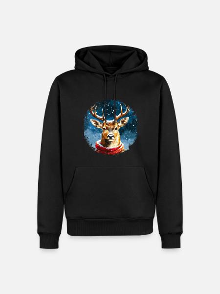 Hirsch Weihnachtsmann - Männer Premium Bio Hoodie - Schwarz