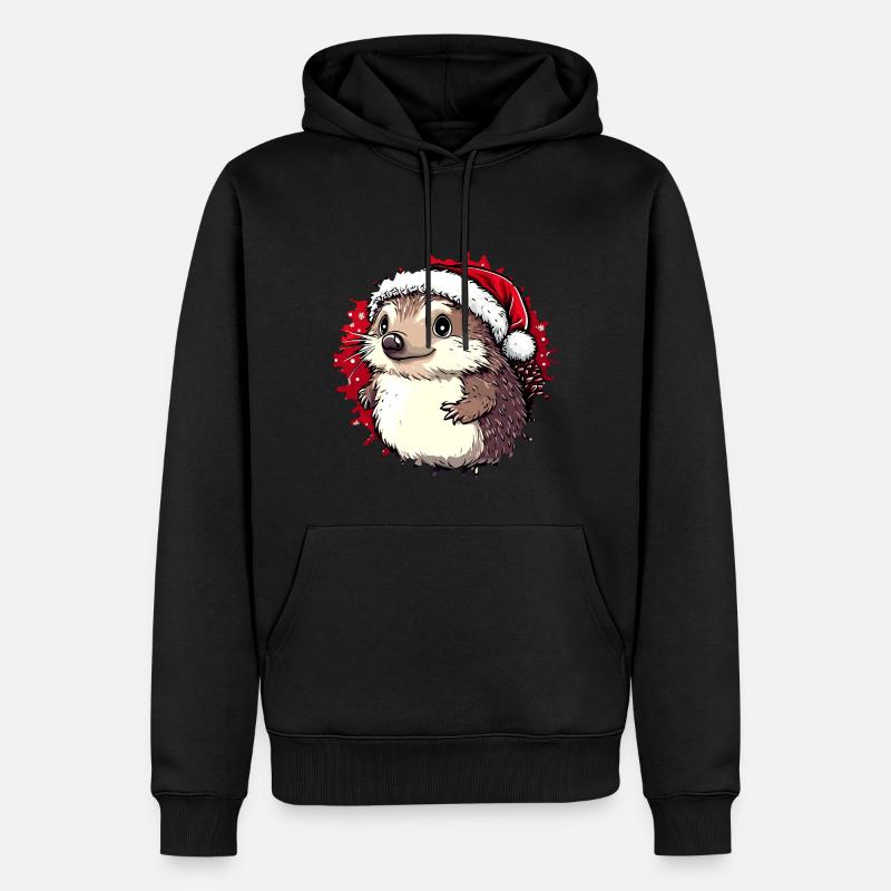 Igel Christmas - Männer Premium Bio Hoodie - Schwarz