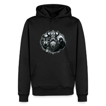 Odin Wikinger Valhalla Vikinger Hammer Thor Odin - Männer Premium Bio Hoodie - Schwarz - Vorne - Nico (187cm)