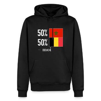 Halb Belgier / halb Marokkaner - Männer Premium Bio Hoodie - Schwarz - Vorne - Nico (187cm)