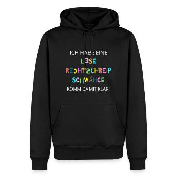 LRS Lese-Rechtschreib-Schwäche Rechtschreibung - Männer Premium Bio Hoodie - Schwarz - Vorne - Nico (187cm)