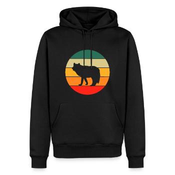 Loup rétro - Sweat à capuche Premium bio Homme - noir - Devant - Nico (187cm)