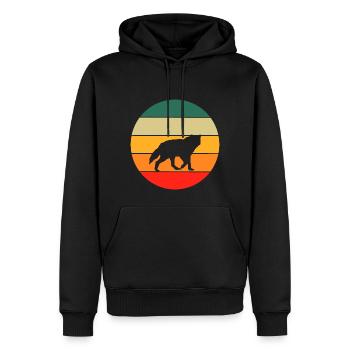 Wald Tier Geschenk Waldbewohner Retro Wolf - Männer Premium Bio Hoodie - Schwarz - Vorne - Nico (187cm)