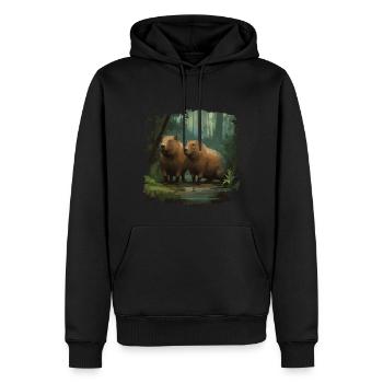Capybaras capybara - Sweat à capuche Premium bio Homme - noir - Devant - Nico (187cm)