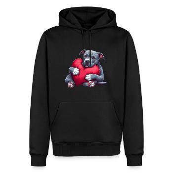 Cute Pitbull Gifts - Men’s Premium Organic Hoodie - black - Front - Nico (187cm)