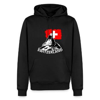 Cervin à Zermatt, Valais, Suisse Emblème - Sweat à capuche Premium bio Homme - noir - Devant - Nico (187cm)