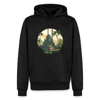 Singe Singe Jungle Nature Palm Montagnes - Sweat à capuche Premium bio Homme - noir - Devant - Nico (187cm)