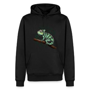 Reptiles de la branche caméléon - Sweat à capuche Premium bio Homme - noir - Devant - Nico (187cm)