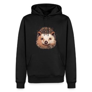 Hérisson Tête de hérisson Forêt animale Nature - Sweat à capuche Premium bio Homme - noir - Devant - Nico (187cm)