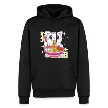 Ramen Katze Kawaii Nudeln Japanische Ramen Katze - Männer Premium Bio Hoodie - Schwarz - Vorne - Nico (187cm)