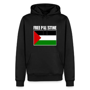 Free palestine - Sweat à capuche Premium bio Homme - noir - Devant - Nico (187cm)