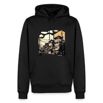 Asiatische Stadt - Männer Premium Bio Hoodie - Schwarz - Vorne - Nico (187cm)