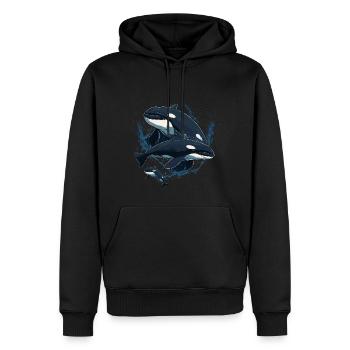 Orka Wal Killerwal Schwertwal Familie - Männer Premium Bio Hoodie - Schwarz - Vorne - Nico (187cm)