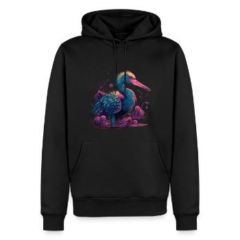 Pélican Oiseau aquatique - Sweat à capuche Premium bio Homme - noir - Devant - Nico (187cm)
