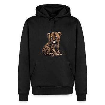 Baby Gepard Wildkatze Tiere Afrika Wildnis - Männer Premium Bio Hoodie - Schwarz - Vorne - Nico (187cm)