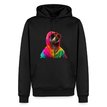 Suricate avec lunettes de soleil Animaux colorés et cool - Sweat à capuche Premium bio Homme - noir - Devant - Nico (187cm)