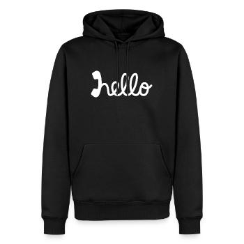 Bonjour - Hallo - Sweat à capuche Premium bio Homme - noir - Devant - Nico (187cm)
