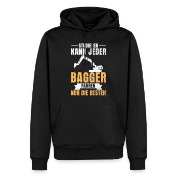 Studieren kann jeder Bagger fahren nur die Besten - Männer Premium Bio Hoodie - Schwarz - Vorne - Nico (187cm)