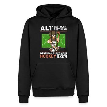 hockey senioren sport feldhockey alt hockeyspieler - Männer Premium Bio Hoodie - Schwarz - Vorne - Nico (187cm)
