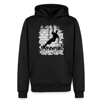 Parkour - Men’s Premium Organic Hoodie - black - Front - Nico (187cm)