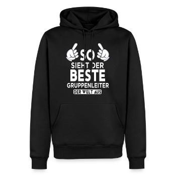Gruppenleiter Spruch - Männer Premium Bio Hoodie - Schwarz - Vorne - Nico (187cm)