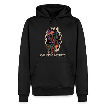 Câlins Gratuit Clown Terrifiant à travers le torse - Sweat à capuche Premium bio Homme - noir - Devant - Nico (187cm)