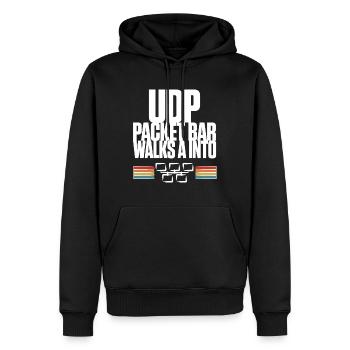 La barre de paquets UDP entre dans - Sweat à capuche Premium bio Homme - noir - Devant - Nico (187cm)