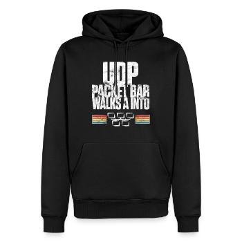 La barre de paquets UDP entre dans - Sweat à capuche Premium bio Homme - noir - Devant - Nico (187cm)