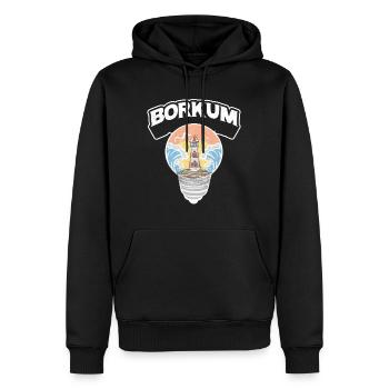 Borkum Glühbirne Leuchtturm Insel Shirt - Männer Premium Bio Hoodie - Schwarz - Vorne - Nico (187cm)