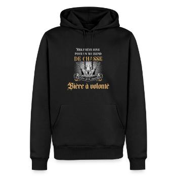 Vêtement pour chasseur ,mes prévisions de chasse - Sweat à capuche Premium bio Homme - noir - Devant - Nico (187cm)
