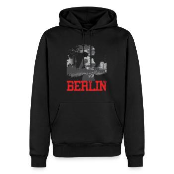 Berlin Marathon Läuferin Laufshirt für Frauen - Männer Premium Bio Hoodie - Schwarz - Vorne - Nico (187cm)