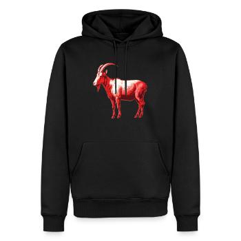 Chèvre rouge et blanc - Sweat à capuche Premium bio Homme - noir - Devant - Nico (187cm)
