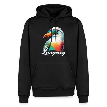 Langeoog Urlaub coole bunte Möwe mit Sonnenbrille - Männer Premium Bio Hoodie - Schwarz - Vorne - Nico (187cm)