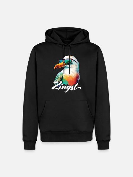 Zingst Urlaub coole bunte Möwe mit Sonnenbrille - Männer Premium Bio Hoodie - Schwarz