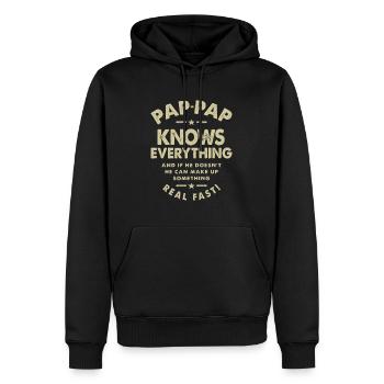 Pap-Pap Knows Everything - Perfect for Grandpas - Men’s Premium Organic Hoodie - black - Front - Nico (187cm)