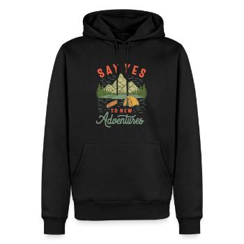 Embrace the Unknown - Say Yes to New Adventures - Men’s Premium Organic Hoodie - black - Front - Nico (187cm)