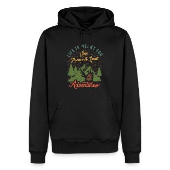 Friends & Adventures - Citation inspirante - Sweat à capuche Premium bio Homme - noir - Devant - Nico (187cm)