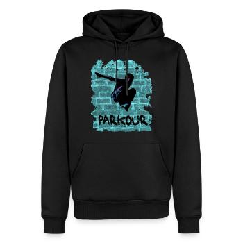 Parkour - Sweat à capuche Premium bio Homme - noir - Devant - Nico (187cm)