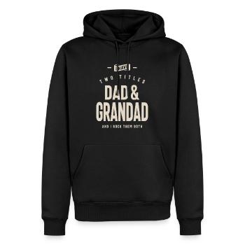 Papa et grand-père - Doublez les titres, doublez le plaisir - Sweat à capuche Premium bio Homme - noir - Devant - Nico (187cm)