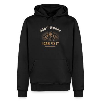 Fixologue bricoleur - ne vous inquiétez pas, je peux le réparer! - Sweat à capuche Premium bio Homme - noir - Devant - Nico (187cm)