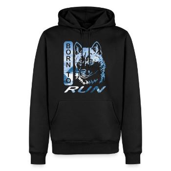 Husky Born to Run Alaska Edition T-Shirt - Männer Premium Bio Hoodie - Schwarz - Vorne - Nico (187cm)